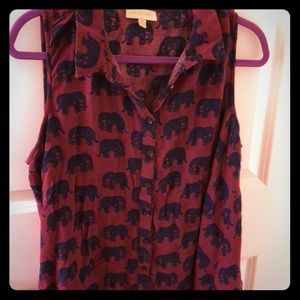 ModCloth sleeveless elephant print button down